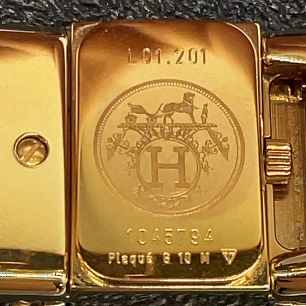 💜 Hermes Loke Gold Color L01.201  Square Quartz Watch W/Box/Card Like New - Picture 8 of 13